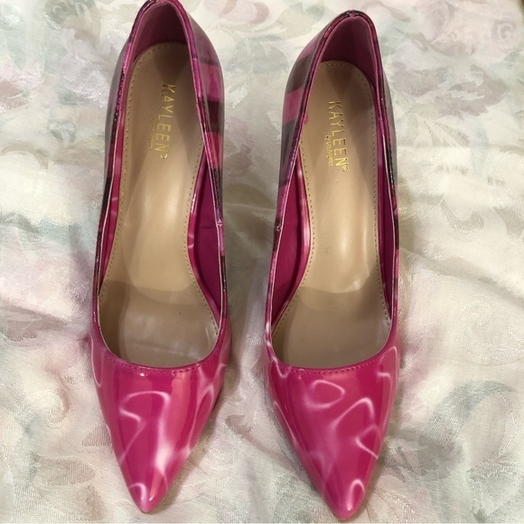 Kayleen by Los Angeles Pink Multi Man Made Patent High Heel Pumps size 9 - Picture 4 of 14